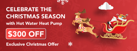 image showing exclusive 300$ off on this christmas when buying Hot water Heat Pump system