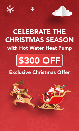 image showing exclusive 300$ off on this christmas when buying Hot water Heat Pump