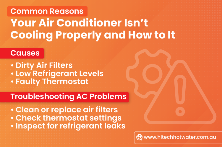 Infographic detailing. troubleshooting air conditioner cooling problems and effective repair methods.