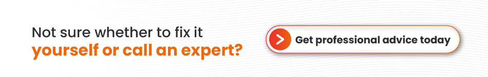 An individual is shown, unsure if they should tackle a repair or call in a specialist for help.