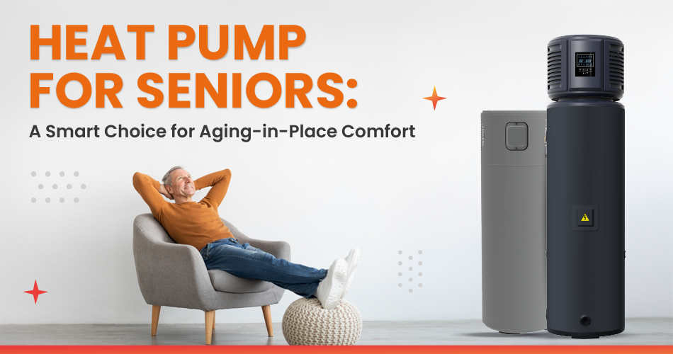 An energy-efficient heat pump tailored for seniors, featuring easy-to-use controls and a compact design for home comfort.