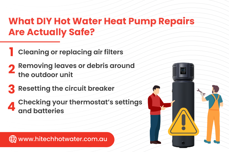 Infographic detailing safe DIY hot water heater repair methods, highlighting crucial safety guidelines for homeowners