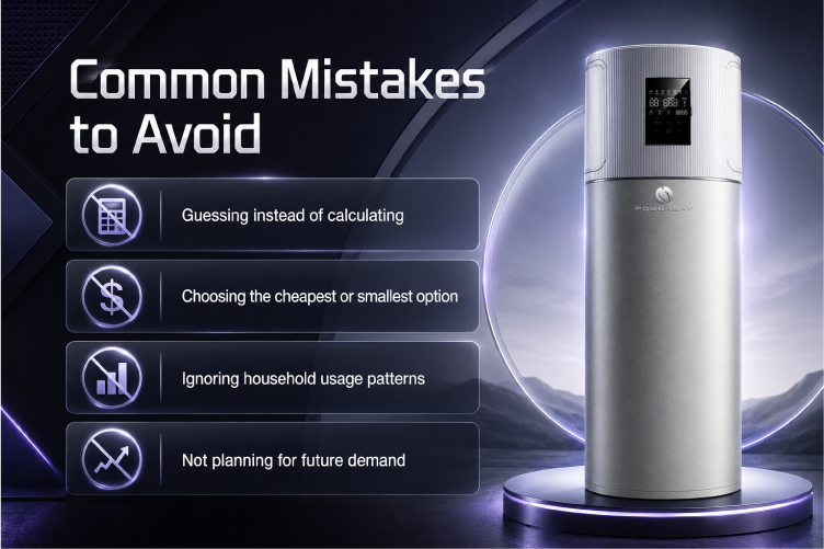 Common mistakes to avoid when choosing a hot water system including incorrect sizing and ignoring household demand