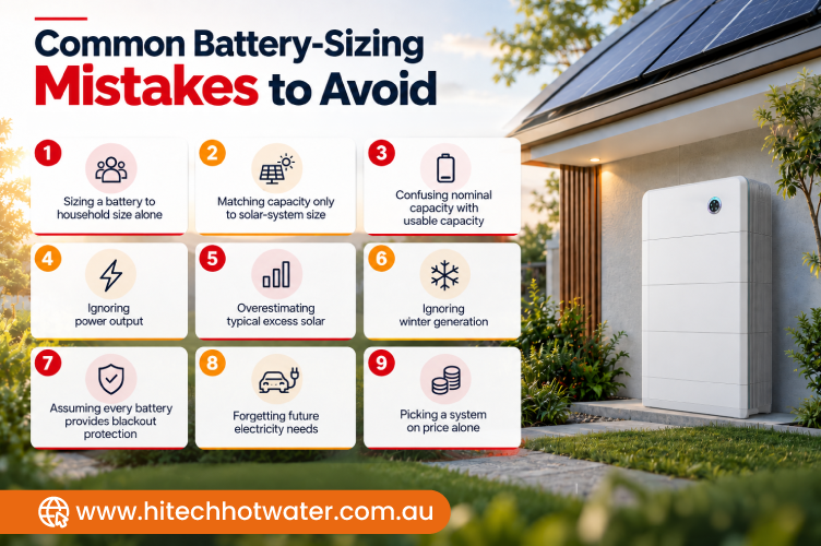 Common solar battery-sizing mistakes to avoid when choosing a home battery system in Australia.