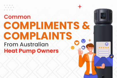 Infographic showing common complaints and compliments from Australian heat pump owners, highlighting user experiences and feedback thumbnail