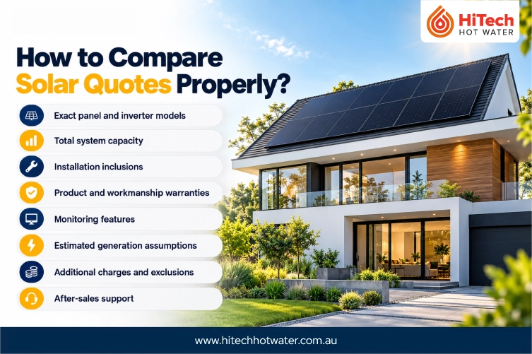 Checklist for comparing solar quotes, equipment, warranties and after-sales support.