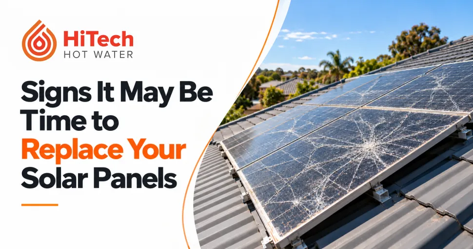 Cracked and damaged rooftop solar panels illustrating when replacement may be necessary.