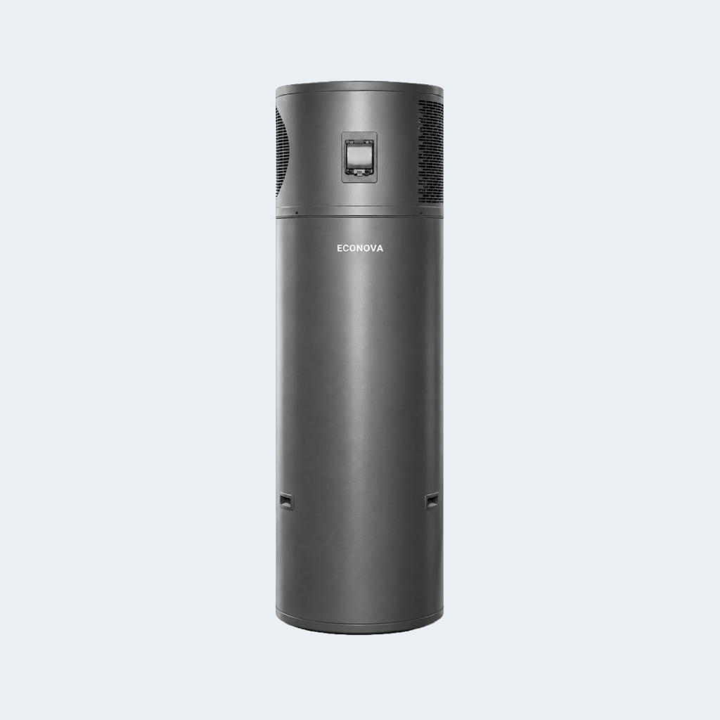 Eco Nova heat pump hot water system shown from the front.