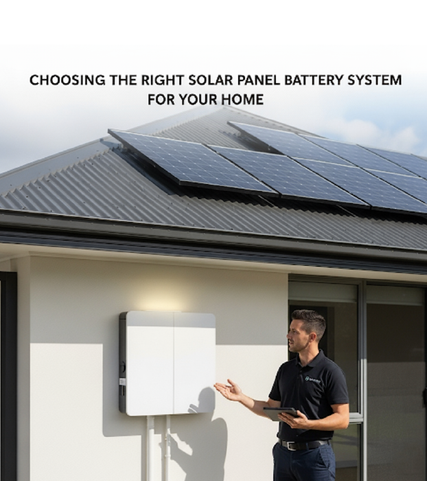 image showing the installer give advice to choose right solar battery for your home