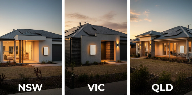 image of residential home with solar battery system installed on wall